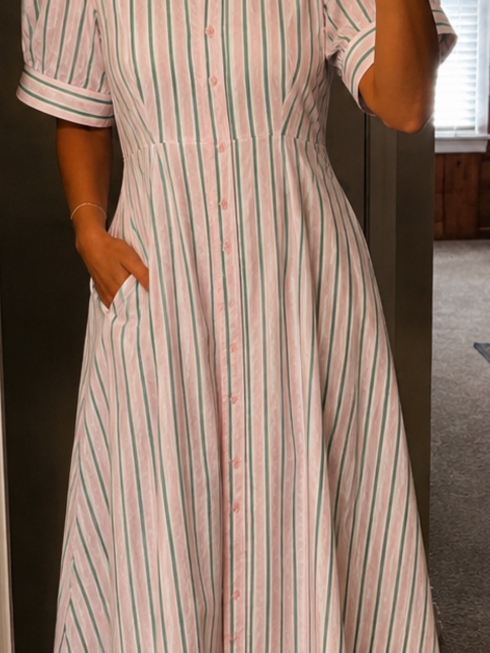 JODIFL White Maxi Shirt Dress with Pastel Stripes - Picture 3 of 3